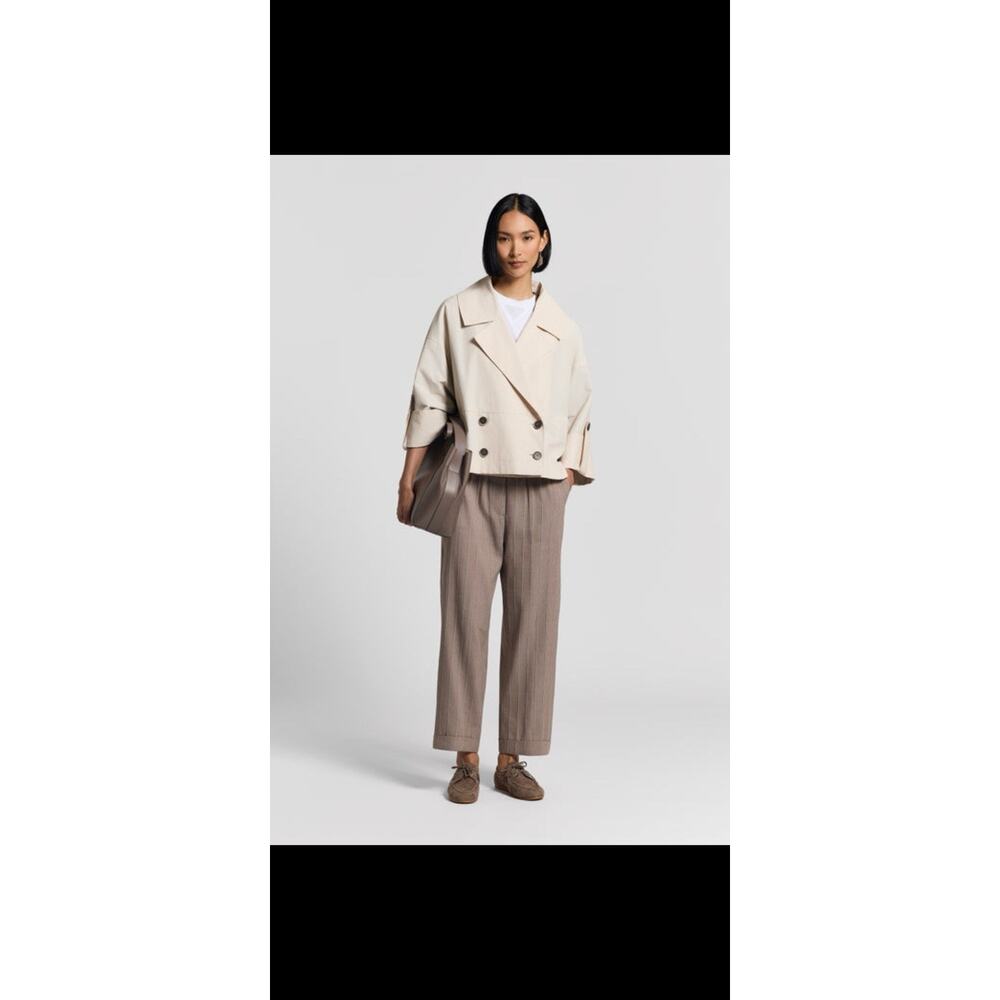 perserico Wool Blend Tan Pull On Cropped Trousers IT 40 US 4